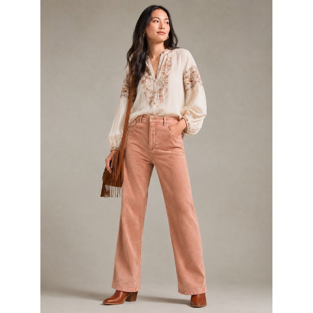 Pilcro Anthropologie Corduroy Pants Women Sz 32 Pink Relaxed High Rise Academia